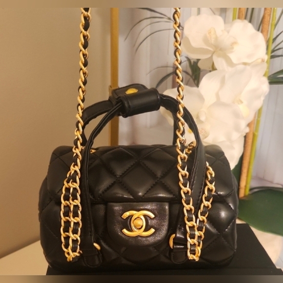 VIP/GWP Handbags - Black Quilted VIP Mini Barrel Bag with Gold Details. Gorgeous! New In Box!